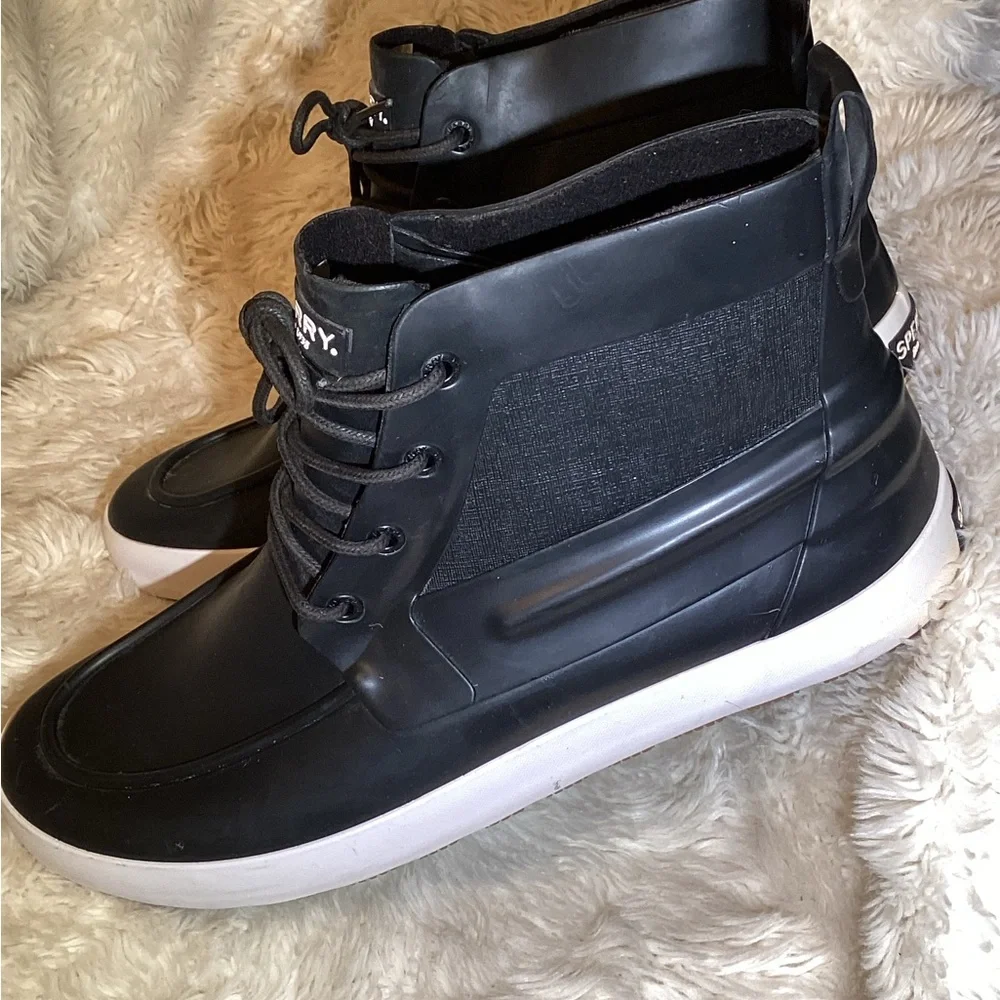 Sperry cutter  Men's Black rubber High-Top waterproof Boots size 11